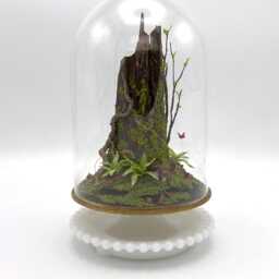 Handmade Forest Scene in Glass Cloche With Vintage Metal Base - thumbnail 3
