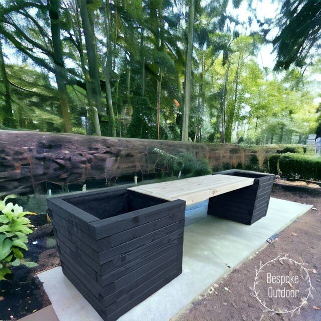 Somerset Style Garden Planter Wooden Bench Outdoor Seating - image 1