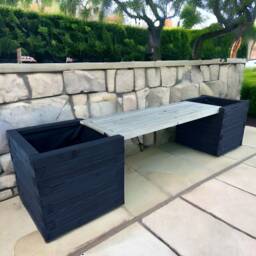 Somerset Style Garden Planter Wooden Bench Outdoor Seating - thumbnail 2