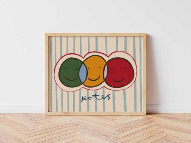 Friends Wall Art Print - Colorful Smiley Face Poster For Kids Room, Nursery Or Playroom Toddler Bedroom Unframed - image 1