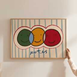 Friends Wall Art Print - Colorful Smiley Face Poster For Kids Room, Nursery Or Playroom Toddler Bedroom Unframed - thumbnail 3