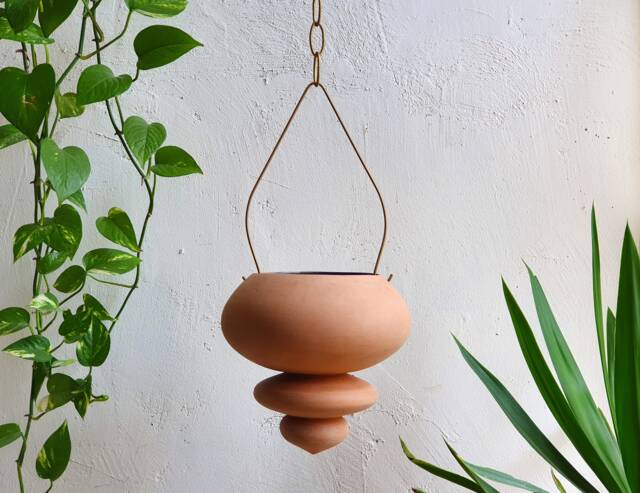 Ceramic Hanging Planter, Terracotta Plant Pot For Live House Plants - Us Shipping Includes All Taxes - image 1