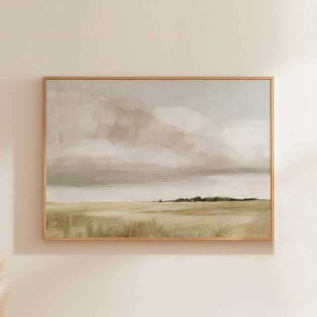 Prairie Cloud Poster, Neutral Grassland Print, Landscape Wall Art, Paper - image 1