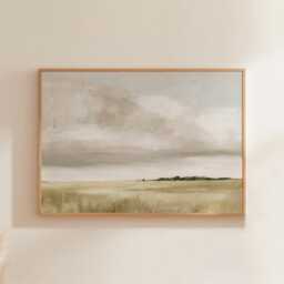 Prairie Cloud Poster, Neutral Grassland Print, Landscape Wall Art, Paper - thumbnail 1