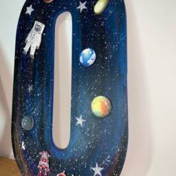 Multiple Personalized Science Inspired Wooden Letters For Wall Decor - 13 Inches Tall Outer Space - thumbnail 3