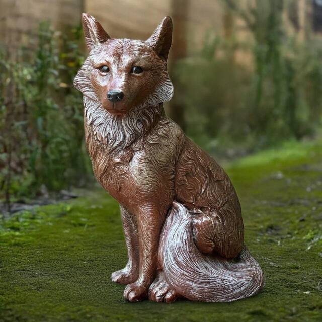 Large Fox Statue Realistic Sculpture Outdoor Wildlife Figurine Rustic Cement Sitting Unique Wild Animal Decoration Fox Lover Gift - image 1