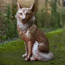Large Fox Statue Realistic Sculpture Outdoor Wildlife Figurine Rustic Cement Sitting Unique Wild Animal Decoration Fox Lover Gift