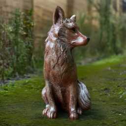 Large Fox Statue Realistic Sculpture Outdoor Wildlife Figurine Rustic Cement Sitting Unique Wild Animal Decoration Fox Lover Gift - thumbnail 4