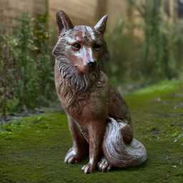 Large Fox Statue Realistic Sculpture Outdoor Wildlife Figurine Rustic Cement Sitting Unique Wild Animal Decoration Fox Lover Gift - thumbnail 3