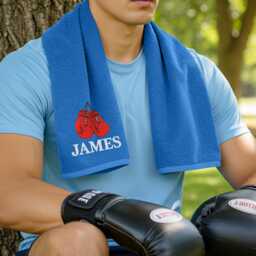 Personalised Boxing Towel - Custom Embroidered Name Or Text Soft Cotton Sports Gift For Boxers & Fighters - thumbnail 1