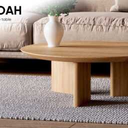 Set Of Round Coffee Table - Unique Coffee Table Set Nesting Solid Oak Scandi - thumbnail 2