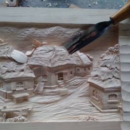 Ukrainian Village Wood Carving, Wall Art Sculpture, Linden & Ash - thumbnail 4