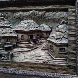Ukrainian Village Wood Carving, Wall Art Sculpture, Linden & Ash - thumbnail 2
