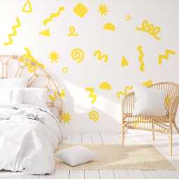 Kids Room Decals, Vinyl Wall Sticker Decal Art Yellow Doodle Playroom & Nursery Decor - thumbnail 2