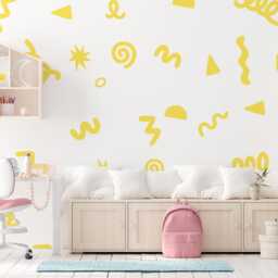 Kids Room Decals, Vinyl Wall Sticker Decal Art Yellow Doodle Playroom & Nursery Decor - thumbnail 3
