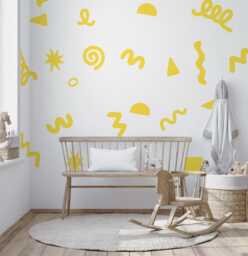 Kids Room Decals, Vinyl Wall Sticker Decal Art Yellow Doodle Playroom & Nursery Decor - thumbnail 1