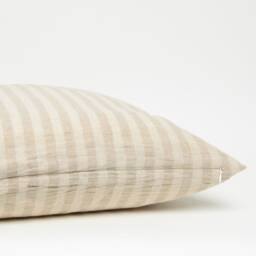 striped Linen Cotton Cushion Cover, Natural Beige Pillow, Optional Kapok Insert - thumbnail 4