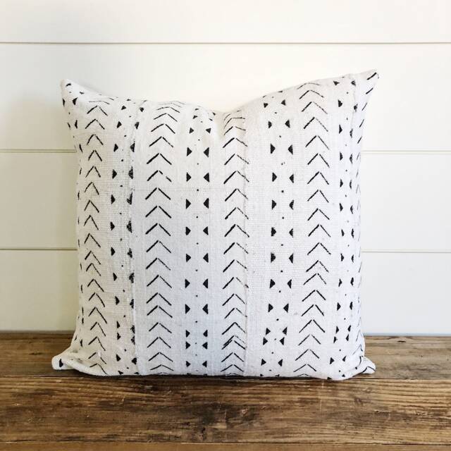 Authentic African Mudcloth Pillow Cover - Black Geometric Lumbar - image 1