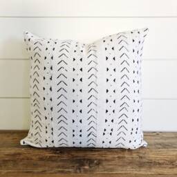 Authentic African Mudcloth Pillow Cover - Black Geometric Lumbar - thumbnail 1