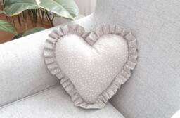 Floral Print Heart Pillow Gray Boho Sofa Decoration - thumbnail 1