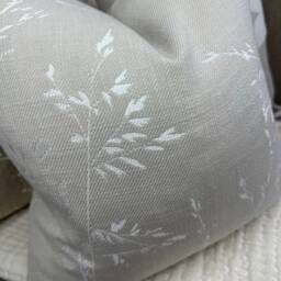 "Decorative Cushion Cover, Fern Leaf Pillow Cover , Beige Ivory , 12"" X 20" - thumbnail 2