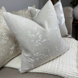 "Decorative Cushion Cover, Fern Leaf Pillow Cover , Beige Ivory , 12"" X 20" - thumbnail 4
