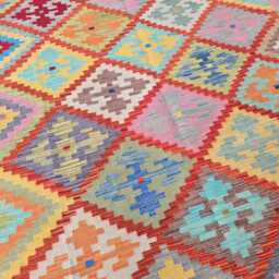 Handwoven Afghan Kilim Rug - 7??10 Ft Geometric Wool For Bedroom - thumbnail 3