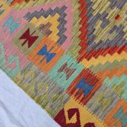 Handwoven Afghan Kilim Rug - 7??10 Ft Geometric Wool For Bedroom - thumbnail 4