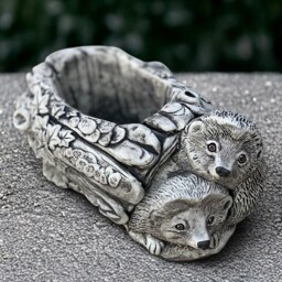 Stone Hedgehog Sculpture Concrete Figurine Outdoor Flower Pot Statue Garden Planter Decoration Handmade Planter Lover Gift - thumbnail 3