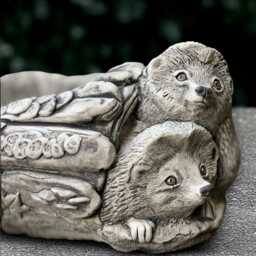 Stone Hedgehog Sculpture Concrete Figurine Outdoor Flower Pot Statue Garden Planter Decoration Handmade Planter Lover Gift - thumbnail 2