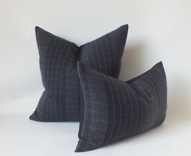 Black Pillows White Stripes Sofa Cushions Pillow-Case Handmade Fabrics Decorative Throw Cushions - image 1