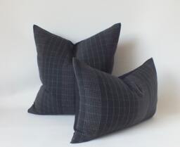 Black Pillows White Stripes Sofa Cushions Pillow-Case Handmade Fabrics Decorative Throw Cushions - thumbnail 1