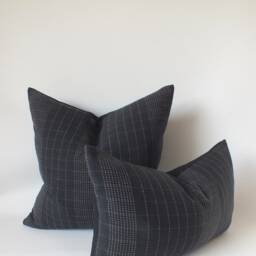 Black Pillows White Stripes Sofa Cushions Pillow-Case Handmade Fabrics Decorative Throw Cushions - thumbnail 3