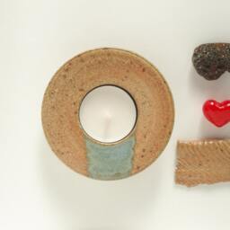 Ceramic Candle Holder Set Of 2 Stoneware Tea Light Holders Handmade Pottery Table Decoration Christmas Gift Home Decor Woodfired - thumbnail 2