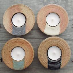 Ceramic Candle Holder Set Of 2 Stoneware Tea Light Holders Handmade Pottery Table Decoration Christmas Gift Home Decor Woodfired - thumbnail 3