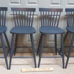 Painted Nordic Kitchen Bar Stool Solid Beech Modern Scandinavian Dining/Chair in F&b Railings - thumbnail 2