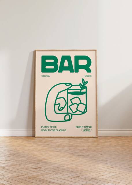 Bar Print Wall Art, Sign, Kitchen Print, Cocktail Illustration Poster, Home Hand Drawn Prints - image 1