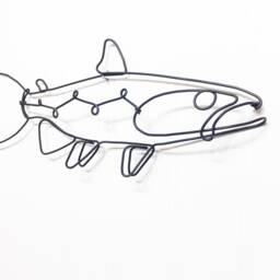 Right Facing Trout Wire Sculpture Steel Fish Wall Art - thumbnail 2