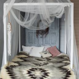 Hand Woven Wool Blanket King Size Gray Bedspread - thumbnail 2