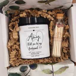 Personalised Bridesmaid Proposal Candle Gift Box Soy Wax Scented Present & Matches Will You Be - thumbnail 3