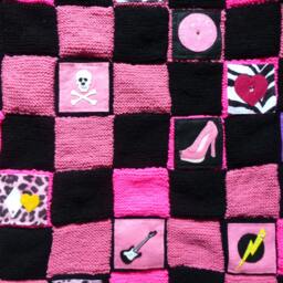 Pink & Black Hand-Made Knitted Rock'n'roll Blanket - thumbnail 2