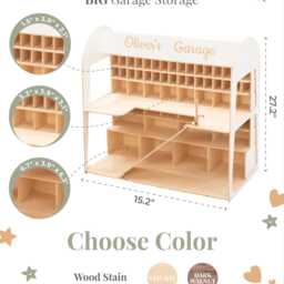 Wooden Toy Car Garage, Personalized Parking, Cars Storage, Toys For Kids, Garage Ramp, 3rd 4Th 5Th Birthday Gift Boy - thumbnail 3