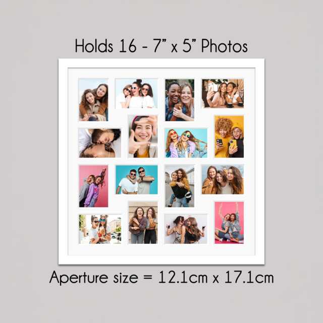 Multi Aperture Photo Frame - White Wood Holds 16 7x5 Photos - image 1