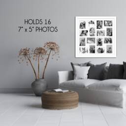 Multi Aperture Photo Frame - White Wood Holds 16 7x5 Photos - thumbnail 2