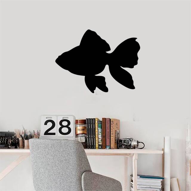 Gold Fish Silhouette Vinyl Wall Art, Decal, Sticker, Transfer, Mural, Removable, Decor, Rent Friendly, Interior, Exterior, - 0524 - image 1