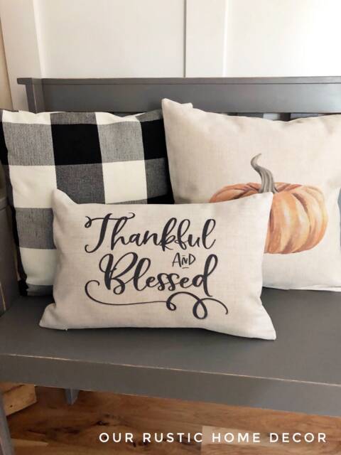 Thankful & Blessed Linen Pillow Cover - Farmhouse Rustic Decor - image 1