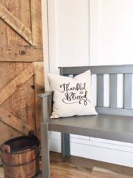 Thankful & Blessed Linen Pillow Cover - Farmhouse Rustic Decor - thumbnail 2