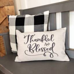 Thankful & Blessed Linen Pillow Cover - Farmhouse Rustic Decor - thumbnail 4