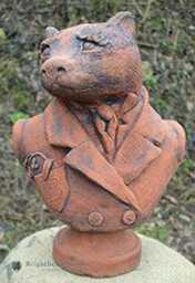 "Badger Garden Ornament Bust Frost Proof Stone Statue Original Design ""Baron Bonaparte" - thumbnail 4