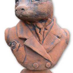 "Badger Garden Ornament Bust Frost Proof Stone Statue Original Design ""Baron Bonaparte" - thumbnail 3